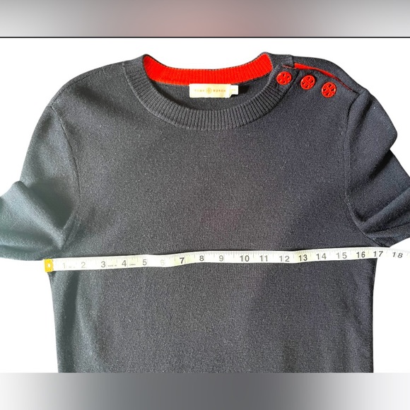 Tory Burch Kimberly Merino Wool Sweater Navy Size M - Picture 4 of 6